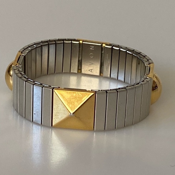 Avon Bracelet Stainless Steel Gold Tone Accents 6” - Picture 6 of 6